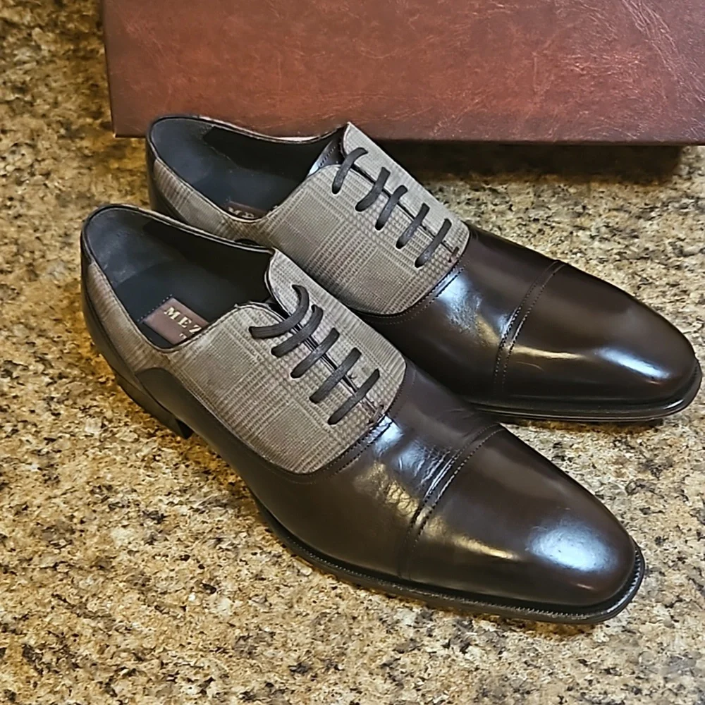 New Men Size 10.5 Mezlan Brown and Tan Shoes - Picture 2 of 6